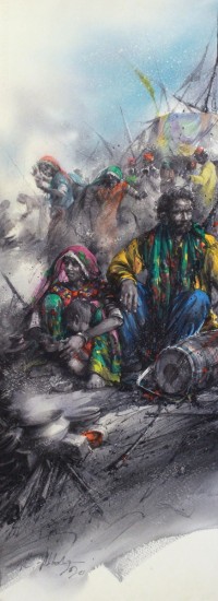 Ali Abbas, 11 x 30 Inch, Watercolor on Paper, Figurative Painting, AC-AAB-173
